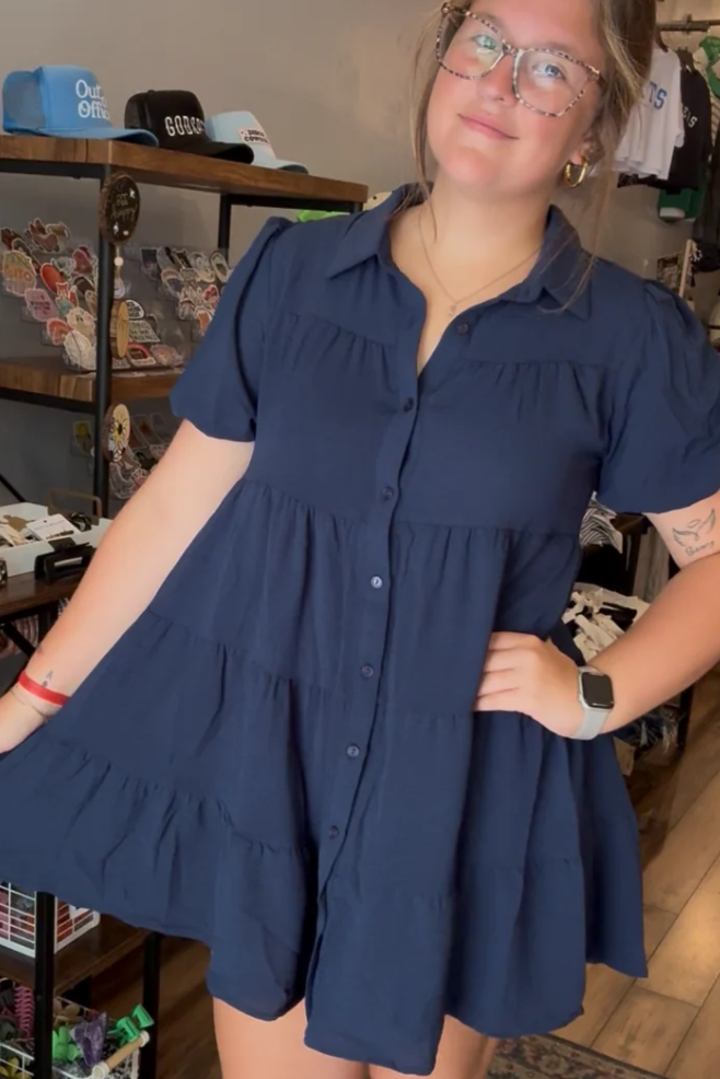 Navy tiered dress