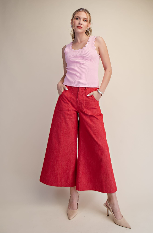 Wide Leg Culotte Pants