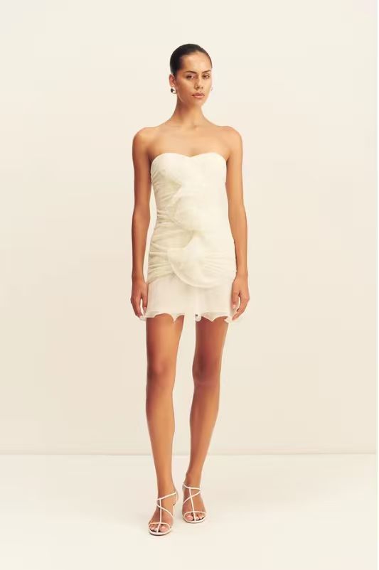 Federick Pleated Ruffle Mini Dress - Ivorv