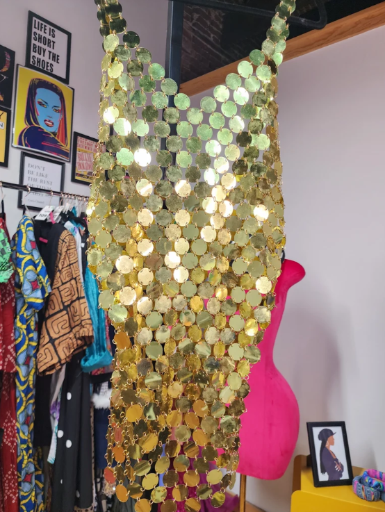 Silence Is Golden - Gold Mirror Disc Chainmail Vintage Tank Top